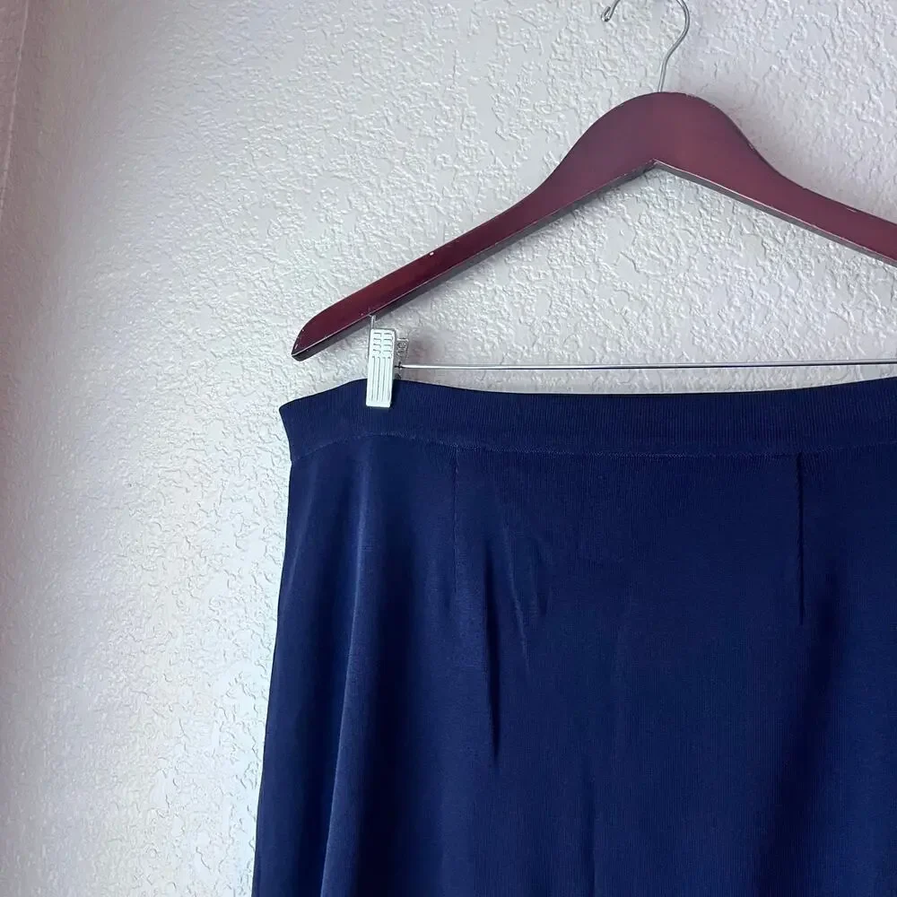 Exclusively Misook Women's Knee Length Skirt Petite X Large Navy Blue XL